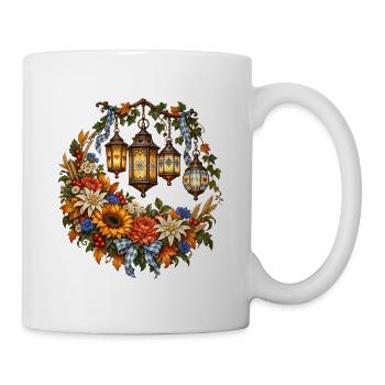 Festlaternen mit Alpenblumen & Edelweiß - Tasse - Weiß - Rechts