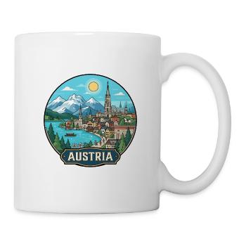 Austria Reiseabzeichen Hallstatt Alpen - Tasse - Weiß - Rechts