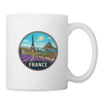 Frankreich Reiseabzeichen Eiffelturm Mont Saint Michel - Tasse - Weiß - Rechts