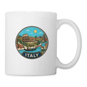 Italien Reiseabzeichen Kolosseum Schiefer Turm Pisa - Tasse - Weiß - Rechts