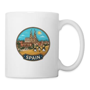 Spanien Reiseabzeichen Sagrada Familia Windmühlen - Tasse - Weiß - Rechts