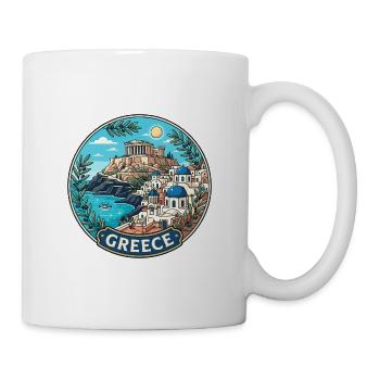 Griechenland Reiseabzeichen Akropolis Santorini-Inseln - Tasse - Weiß - Rechts