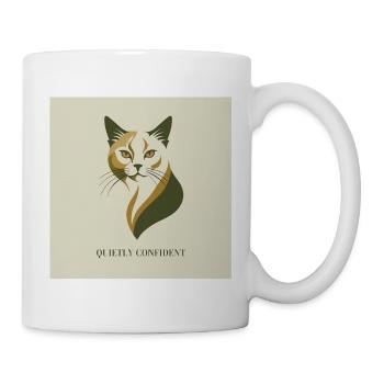 Quietly Confident – Elegante Katze im Vintage Stil - Tasse - Weiß - Rechts