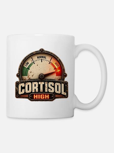 Cortisol Hoch – Vintage Abzeichen - Tasse - Weiß