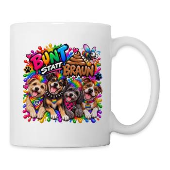 Bunt statt Braun: Hundevielfalt - Tasse - Weiß - Rechts