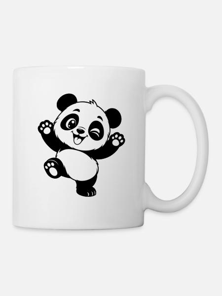 Happy Panda - Fröhliches Tier Motiv zum Knuddeln - Tasse - Weiß