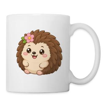 Hedgehog Flower Friend – Igel mit Blume - Tasse - Weiß - Rechts