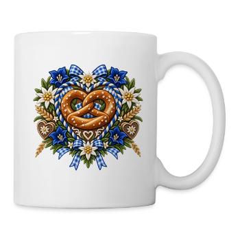 Brezel mit Edelweiß und Enzian  - Tasse - Weiß - Rechts