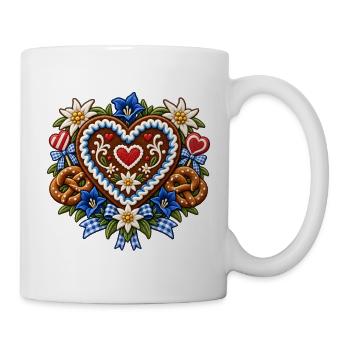 Lebkuchenherz mit Edelweiß und Enzian - Tasse - Weiß - Rechts