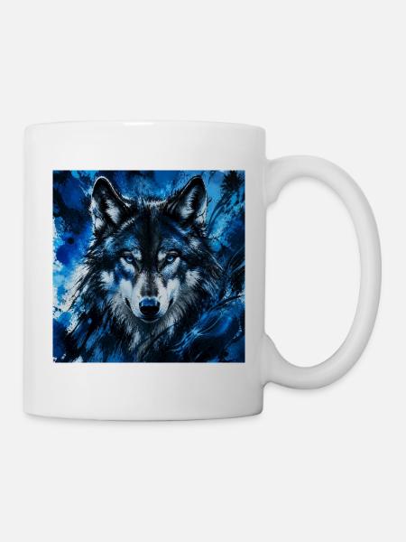 Azure Wolf Porträt-Splash - Tasse - Weiß