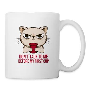 Mürrischer Kater Erstkaffee Design - Tasse - Weiß - Rechts