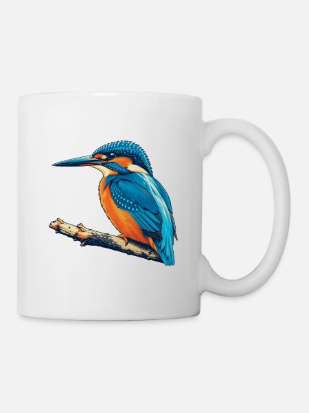 Eisvogel Retro - Tasse - Weiß