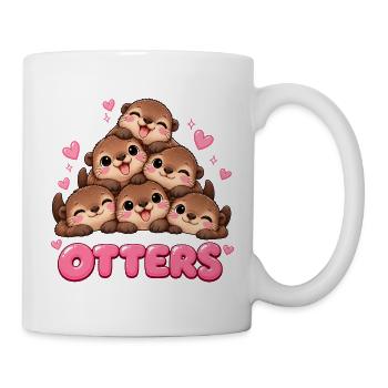 Süße Otter Freunde Cartoon - Tasse - Weiß - Rechts