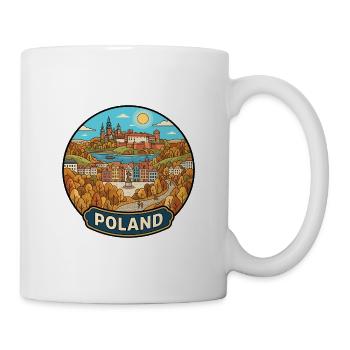 Polen Reiseabzeichen Wawel, Schloss Wawel, Warschauer Markt - Tasse - Weiß - Rechts