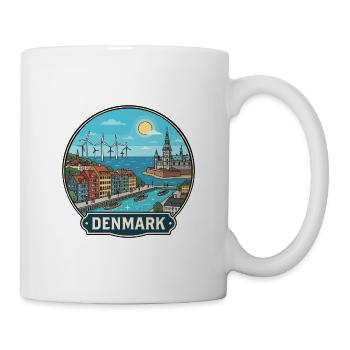 Dänemarks Reiseabzeichen Nyhavn Windkraftanlagen - Tasse - Weiß - Rechts