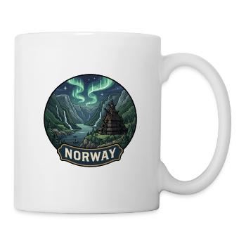 Norwegen-Reiseabzeichen Fjorde Nordlichter - Tasse - Weiß - Rechts