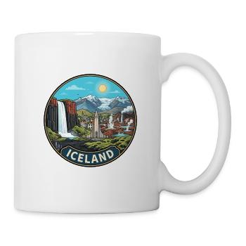 Island-Reiseabzeichen Skogafoss-Wasserfallvulkan - Tasse - Weiß - Rechts