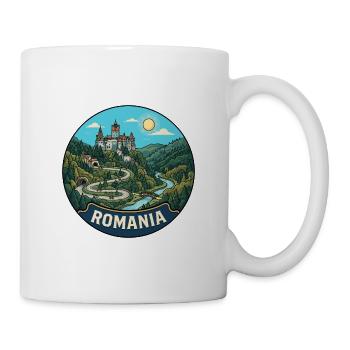 Rumänien Reiseabzeichen Bran Dracula Schloss - Tasse - Weiß - Rechts
