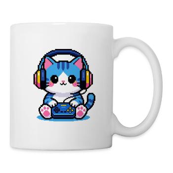 8-Bit Gamer Cat — Retro-Pixelkunst - Tasse - Weiß - Rechts