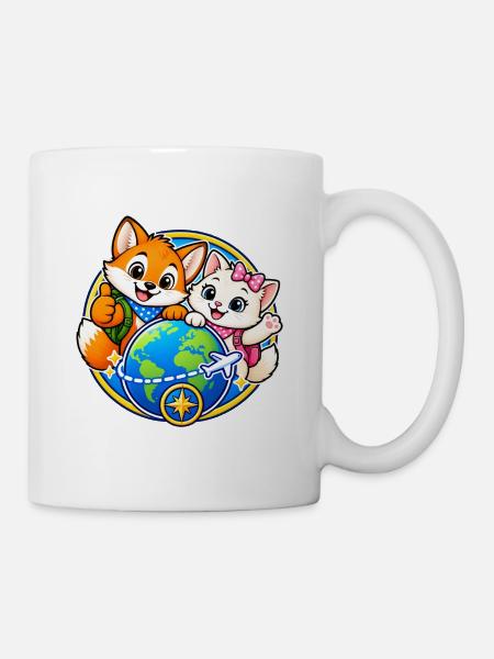 Tavi & Nela - Gemeinsam um die Welt - Tasse - Weiß
