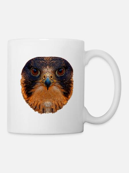 Falken Kopf im Flammenlicht - Tasse - Weiß