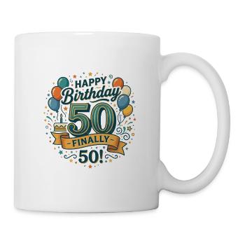 Alles Gute zum Geburtstag endlich 50 Bash Konfetti-Party - Tasse - Weiß - Rechts