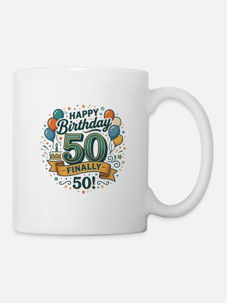 Alles Gute zum Geburtstag endlich 50 Bash Konfetti-Party - Tasse - Weiß