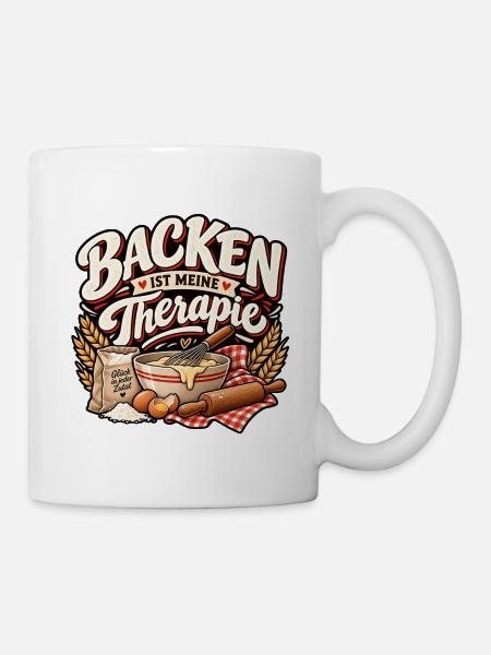 Backen ist meine Therapie Bäcker Geschenk - Tasse - Weiß