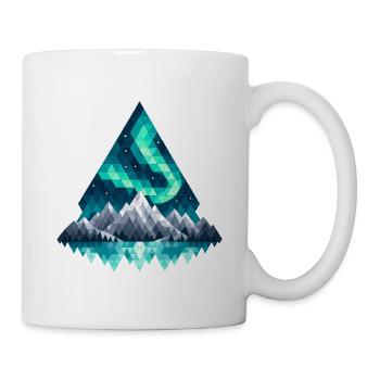 Geometrische Bergkette in Teal - Tasse - Weiß - Rechts