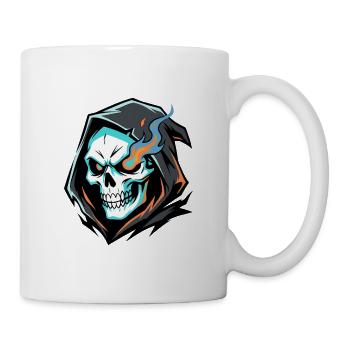 Sensenmann-Schädel mit feurigen Augen und blauen Flammen - Tasse - Weiß - Rechts