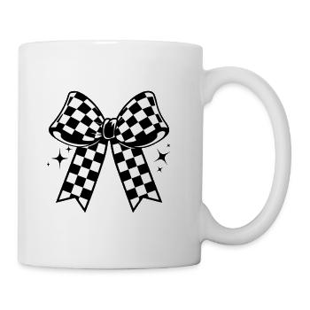 Kariertes Flaggenbogenemblem - Tasse - Weiß - Rechts