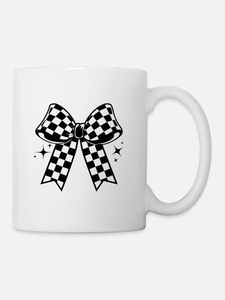Kariertes Flaggenbogenemblem - Tasse - Weiß