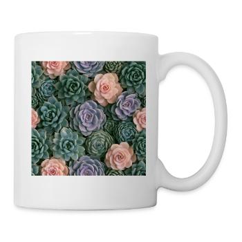 Pastellrosa und Sukkulenten - Tasse - Weiß - Rechts