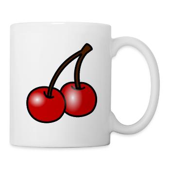 Zwei Kirschen auf Schwarz - Tasse - Weiß - Rechts