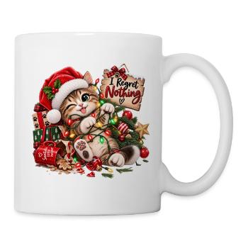 Kätzchen mit Weihnachtslichtern - Tasse - Weiß - Rechts
