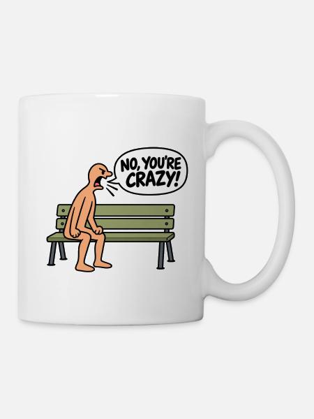 Lustiger verrückter Cartoon – Witz über imaginäre Freunde - Tasse - Weiß