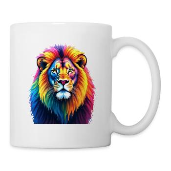 Colorful Lion Watercolor Art Design - Tasse - Weiß - Rechts