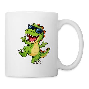 Dino Rocker mit Sonnenbrille - Tasse - Weiß - Rechts