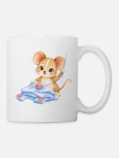Maus - Nähmaus im Wolltraum - Tasse - Weiß