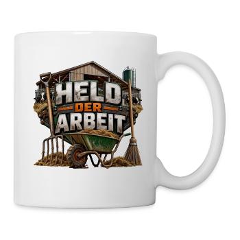 Held der Arbeit Bauernhofmotivation - Tasse - Weiß - Rechts