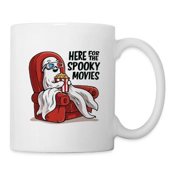 Popcorn Ghost: Spooky Movie Night - Tasse - Weiß - Rechts