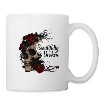 Rosen Skull: Beautifully Broken - Tasse - Weiß - Rechts