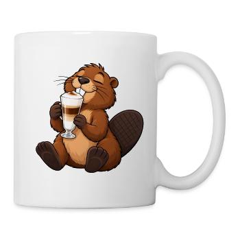 Biber mit Latte Macchiato - Tasse - Weiß - Rechts