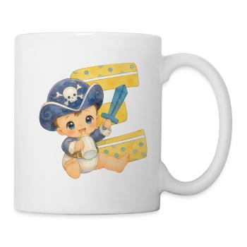 E - Buchstabe: Kleiner Piratenkapitän Baby - Tasse - Weiß - Rechts