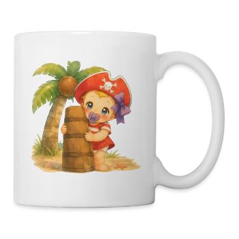 I - Buchstabe: Kleines Piratenbaby am Strand - Tasse - Weiß - Rechts