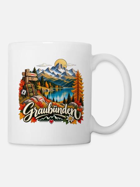 Graubünden Alpenpanorama - Tasse - Weiß