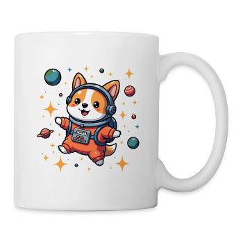 Cute Space Astronaut Corgi Dog Design - Tasse - Weiß - Rechts