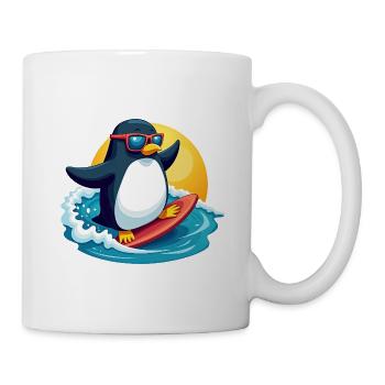 Cool Surfing Penguin Summer Beach Design - Tasse - Weiß - Rechts