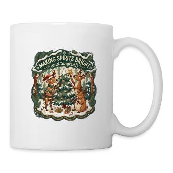 Lustiges Weihnachtsmuster – Stimmungsgeister Bright Ren - Tasse - Weiß - Rechts