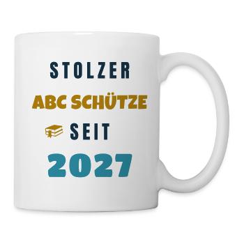Stolzer ABC Schütze seit 2027 Einschulung - Tasse - Weiß - Rechts
